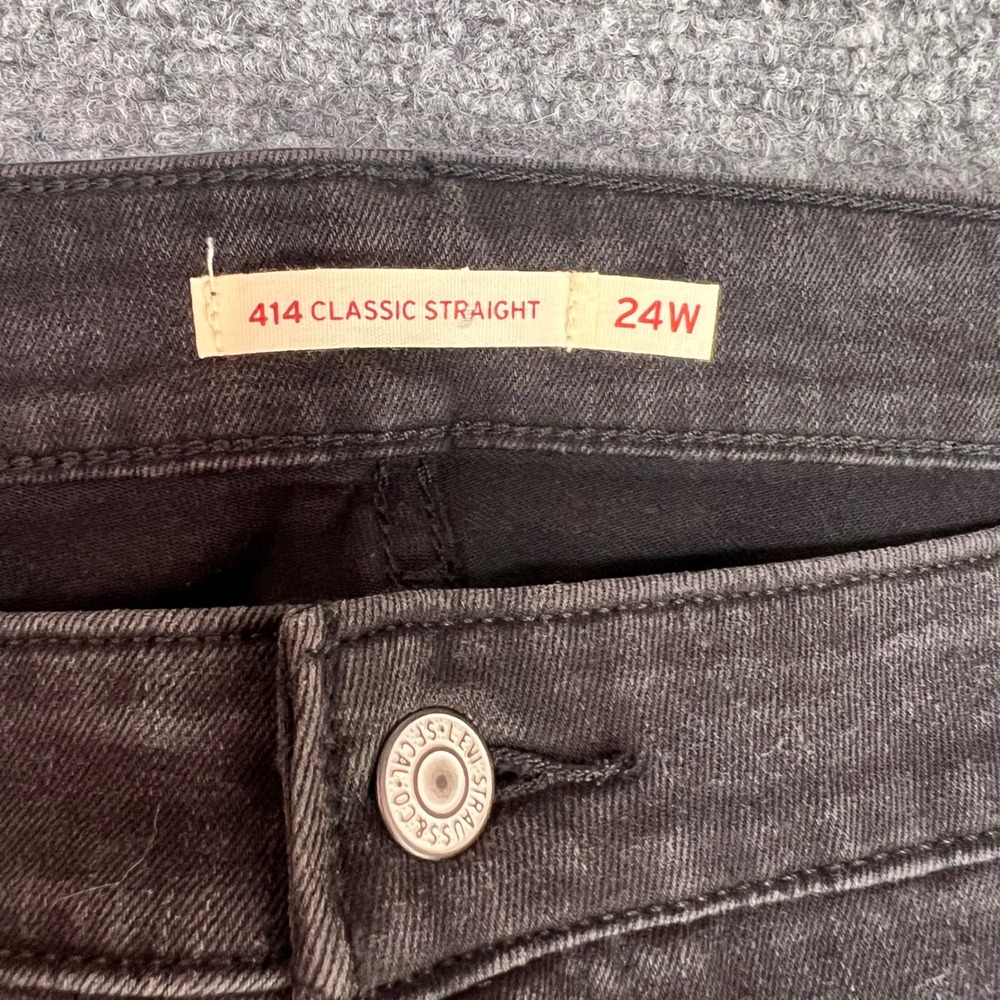 Levis Classic Straight Jeans Womens 24W M Black Mid Rise Easy Fit Stretch Denim - Picture 8 of 12